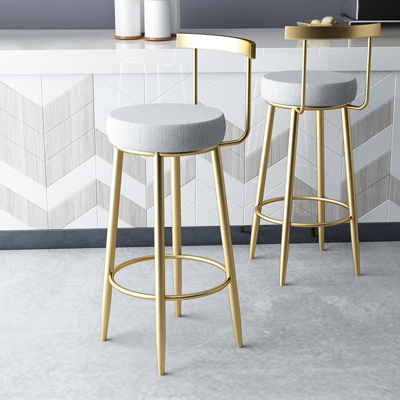 Tabouret de bar rond en fer minimaliste moderne avec dossier et repose-pieds pour cuisine 