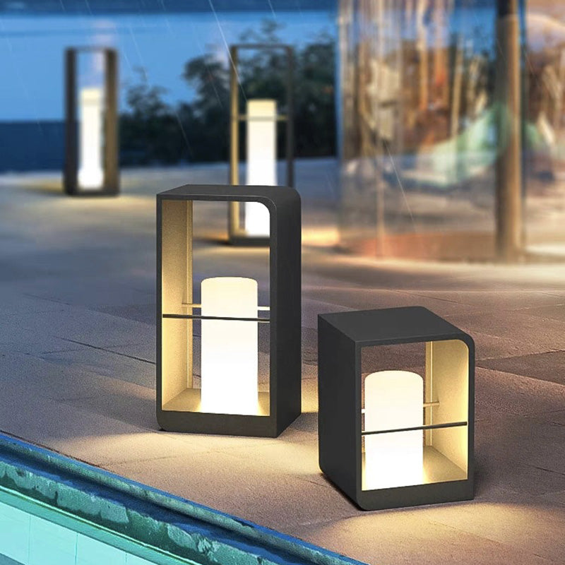 Éclairage paysager LED cubique en acrylique en acier inoxydable solaire étanche minimaliste moderne pour jardin 