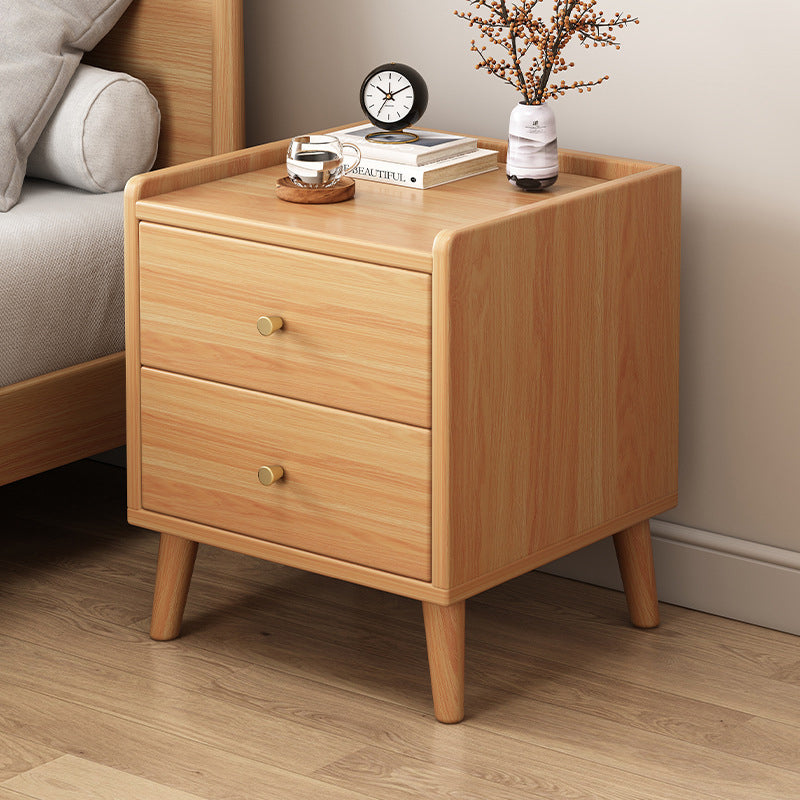 Table de nuit rectangulaire en bois de densité traditionnelle chinoise à 2 tiroirs pour chambre 