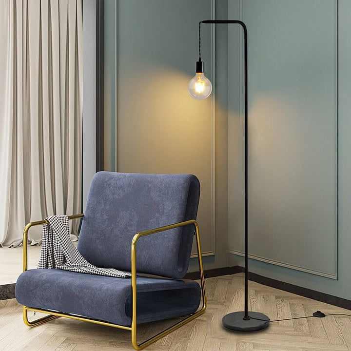 Modern Minimalist Black Iron Long Pole 1-Light Standing Floor Lamp