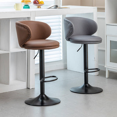 Moderner minimalistischer runder Stoff-Edelstahl-Barhocker mit Rückenlehne für das Esszimmer 