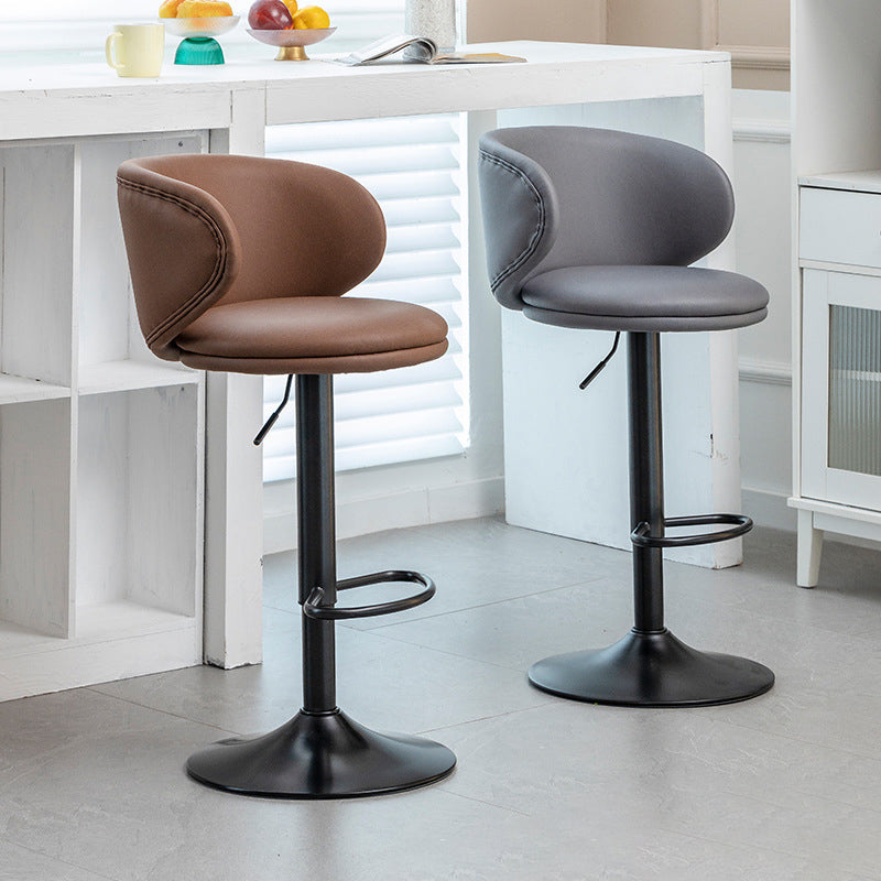 Moderner minimalistischer runder Stoff-Edelstahl-Barhocker mit Rückenlehne für das Esszimmer 