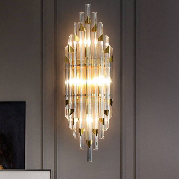 Aplique de pared contemporáneo de lujo con rayas y cristales de 2/4 luces para sala de estar 