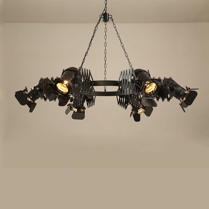 Contemporary Industrial Wrought Iron Round 6-Light Chandelier For Dining Room