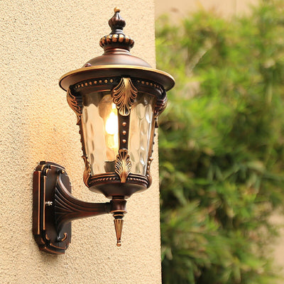 Traditionelle europäische Zylinder-Viereck-Aluminiumglas-Wandleuchte mit 1 Licht für die Außenterrasse 