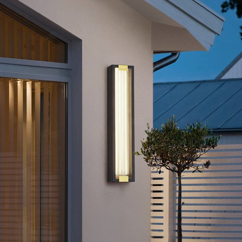 Modern Luxury Rectangle Acrylic Stainless Steel Waterproof LED Wall Sconce Lamp For Outdoor Patio