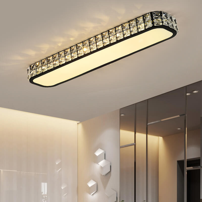 Lumière de plafond à montage affleurant LED en acrylique à bande longue en cristal moderne 