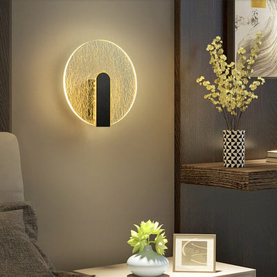 Modern Simplicity Geometry Crackle Acrylic Round Shade LED Wall Sconce Lamp For Bedroom