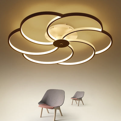 Lumière de plafond LED à montage affleurant avec abat-jour en bande de silicone en forme de pétale en aluminium de simplicité contemporaine pour le salon 