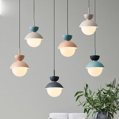 Moderne minimalistische runde Globus Kuppel Metall Glas 1-Licht Pendelleuchte für Wohnzimmer 