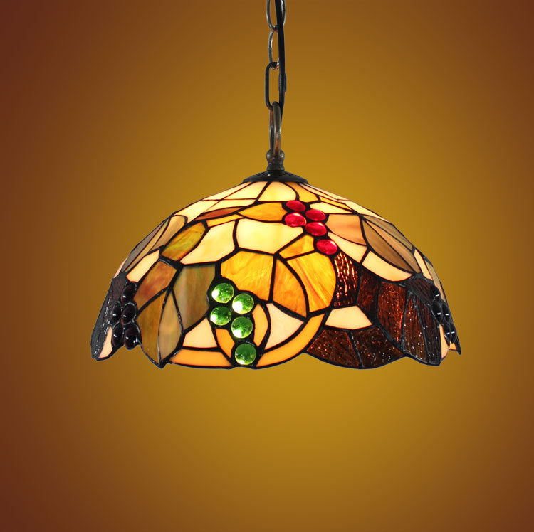 Traditionelle rustikale blumenförmige Pendelleuchte aus Eisen und Kupferglas mit 1 Licht für das Wohnzimmer 