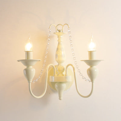 Applique Murale Traditionnelle en Fer Cristal Français 1/2 Lumière pour Chambre 