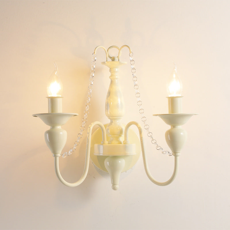 Applique Murale Traditionnelle en Fer Cristal Français 1/2 Lumière pour Chambre 