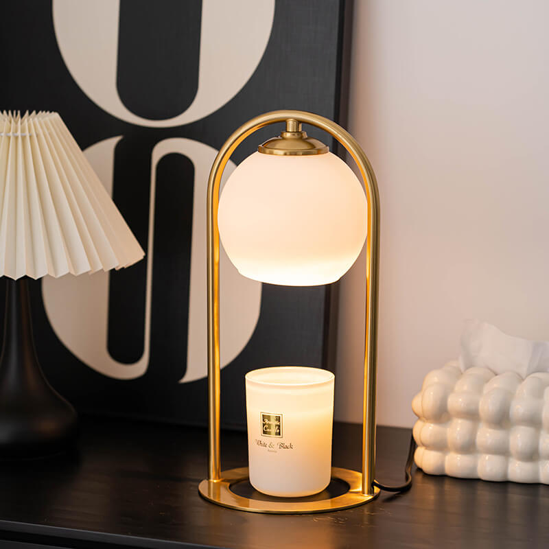 Lampe de table en cire fondante à 1 lumière avec base en matériel blanc crème simple nordique 