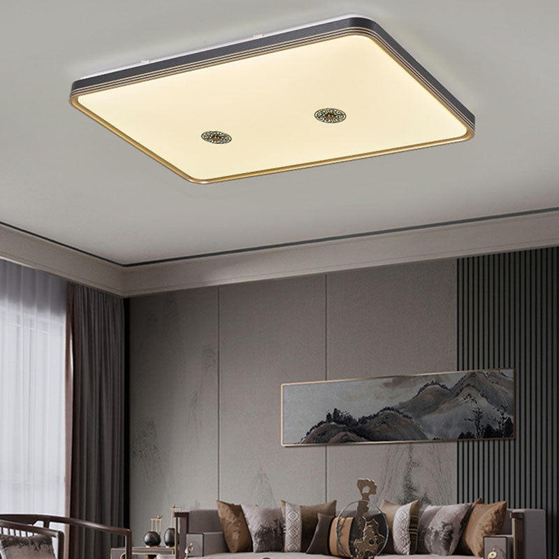 Luz de techo LED de montaje empotrado geométrica cuadrada de acrílico chino tradicional para sala de estar 