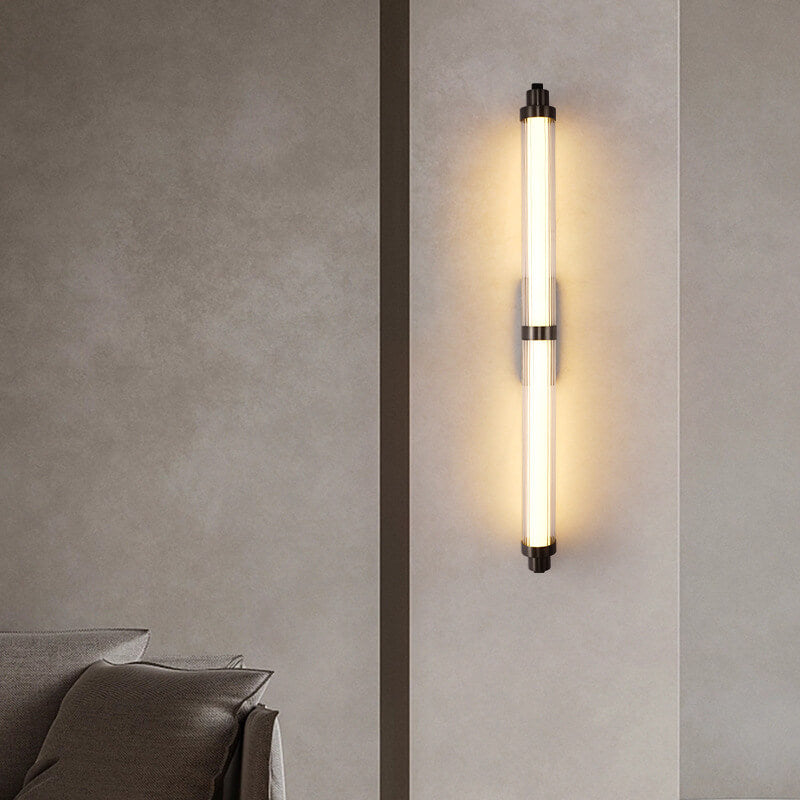 Applique murale LED en acier inoxydable acrylique cylindrique scandinave contemporaine pour salon 