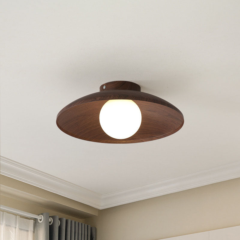Luz de techo semiempotrada de 1 luz de hierro y vidrio con forma de orbe cilíndrico minimalista moderno para dormitorio 