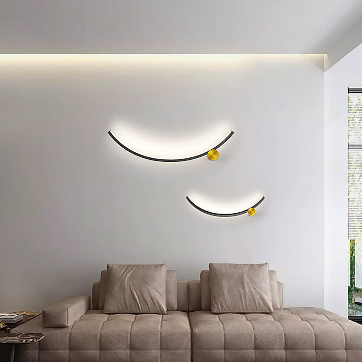 Applique murale LED moderne minimaliste en arc en aluminium avec bande en acrylique pour salon 
