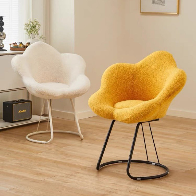 Tabouret de coiffeuse moderne minimaliste rond en métal avec dossier sans accoudoirs en laine d&