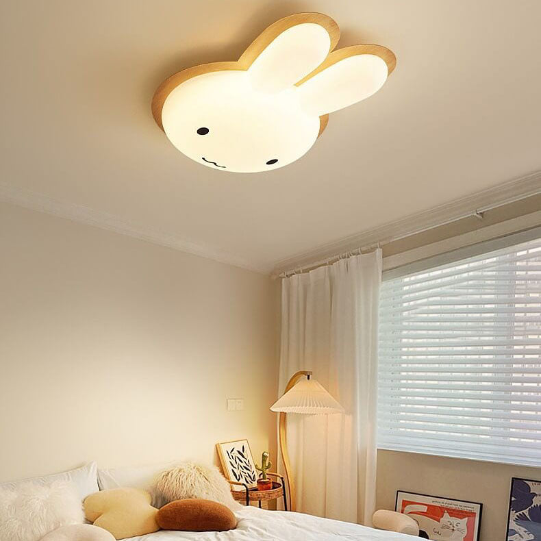 Moderno y Divertido Conejito Infantil Luz de Techo LED de Acrílico y Hierro 