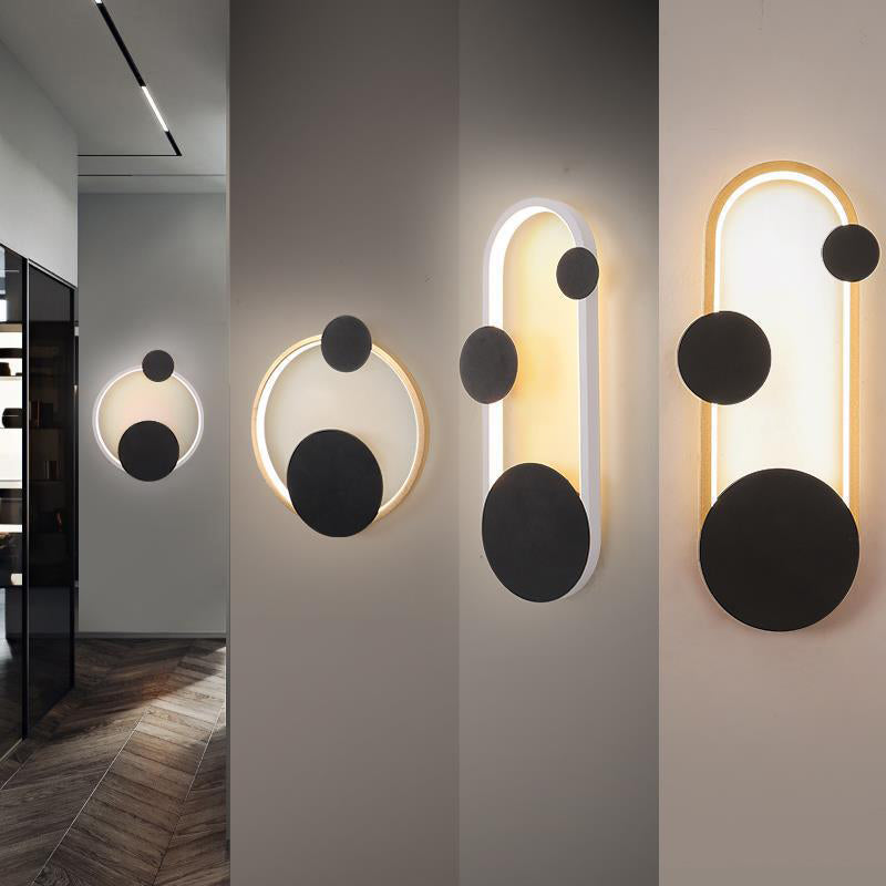 Aplique de pared LED elíptico redondo de hierro y aluminio minimalista moderno para cabecera 