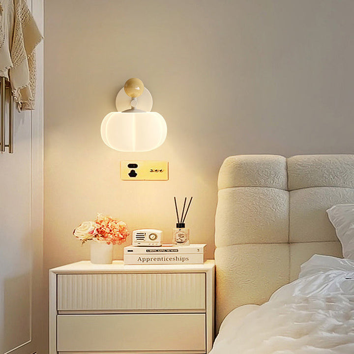Moderne minimalistische Kürbis Orb PVC Eisen LED Wandleuchte Lampe für Schlafzimmer 
