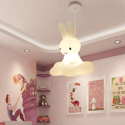 Childlike Cartoon Resin Cloud Rabbit Decor LED Pendant Light