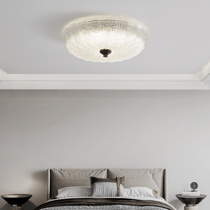 Luz de techo LED empotrada redonda de vidrio de cobre de simplicidad moderna para dormitorio 