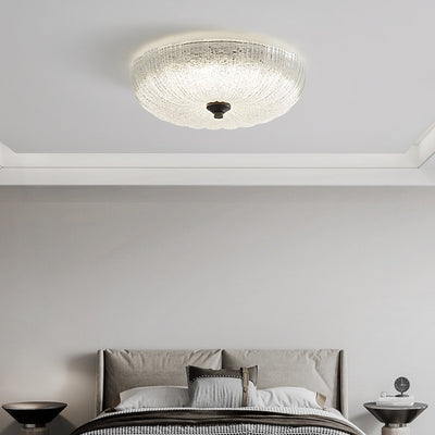 Plafonnier LED rond en verre de cuivre à montage affleurant pour chambre à coucher - Simplicité moderne 