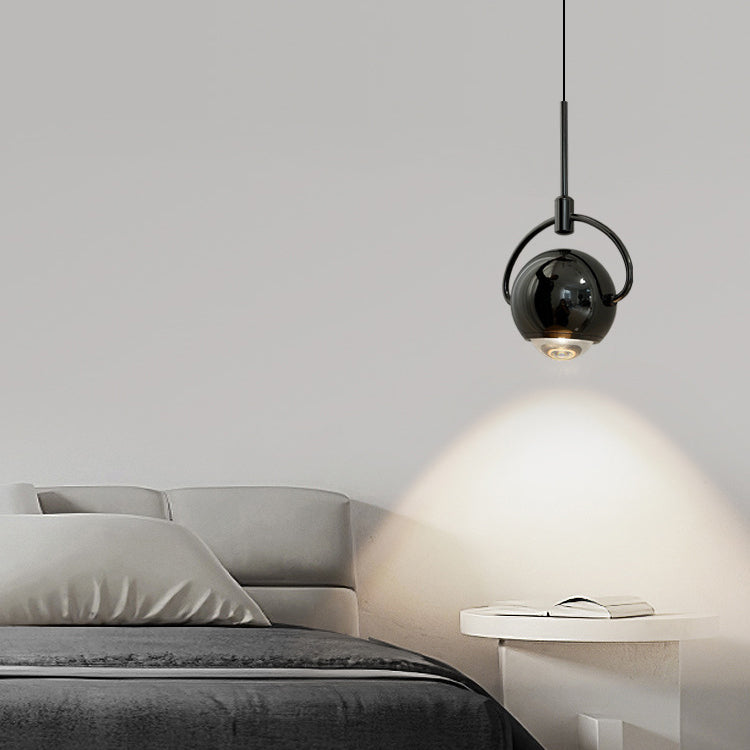 Luz colgante LED de vidrio de aluminio esférico giratorio minimalista moderno para dormitorio 
