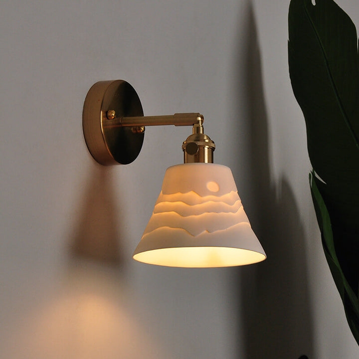 Nordischer minimalistischer Keramik-Wandgemälde-Horn 1-Licht-Wandleuchte 