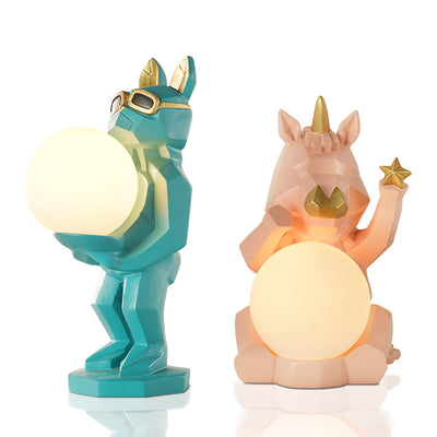 Zeitgenössische kreative Harz-Einhorn-Glaslampe 1-Licht Kinder-Tischlampe für das Schlafzimmer 