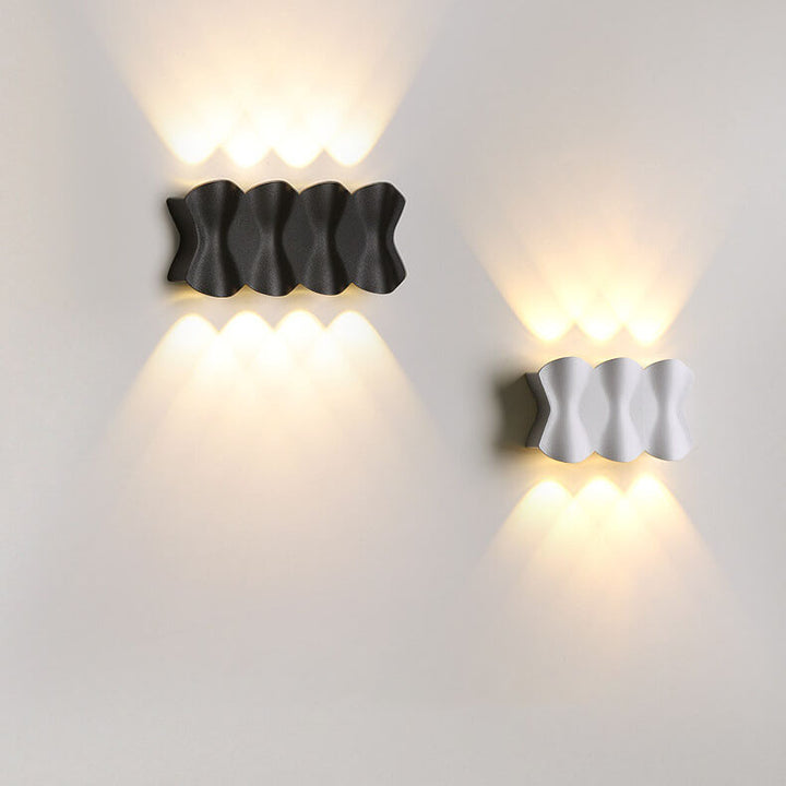 Moderne Schlichtheit Rechteck Welle Aluminium LED Außenwandleuchte Lampe Für Außenbereich Patio 