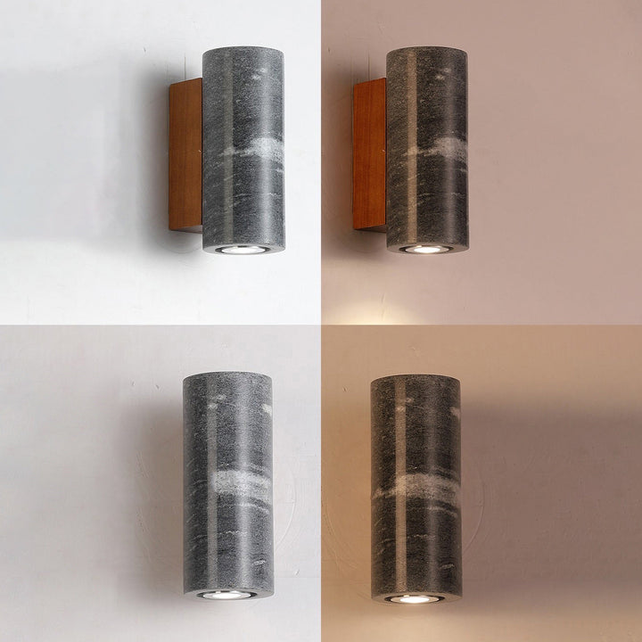 Lámpara Aplique de Pared Moderna Minimalista Cilindro Rectángulo Madera Greystone de 1 Luz Para Sala de Estar 