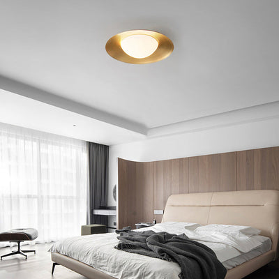 Plafonnier LED en verre rond minimaliste moderne en cuivre pour salon 
