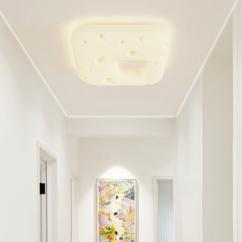 Design contemporain de biscuits à la crème nordique carré PE abat-jour LED plafonnier pour salon 