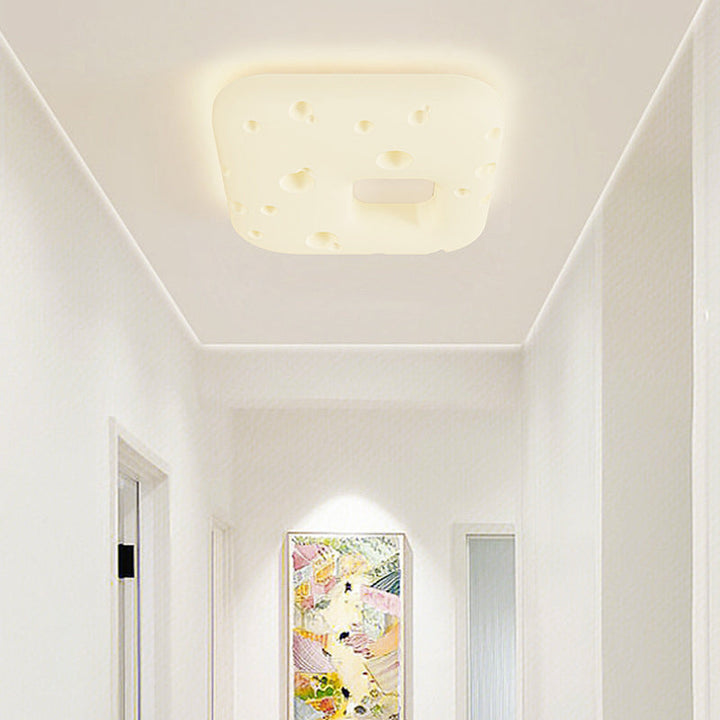 Design contemporain de biscuits à la crème nordique carré PE abat-jour LED plafonnier pour salon 