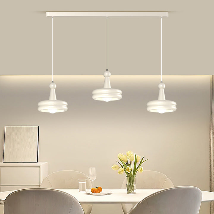 Zeitgenössischer nordischer Kirschglas-Eisen-3-Licht-Insel-Kronleuchter für Wohnzimmer 