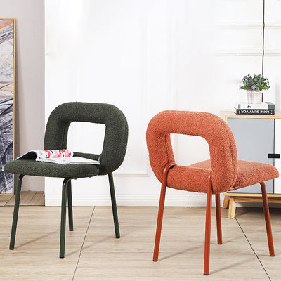 Respaldo de silla de comedor de diseño de donut de lana de cordero escandinavo contemporáneo para comedor 