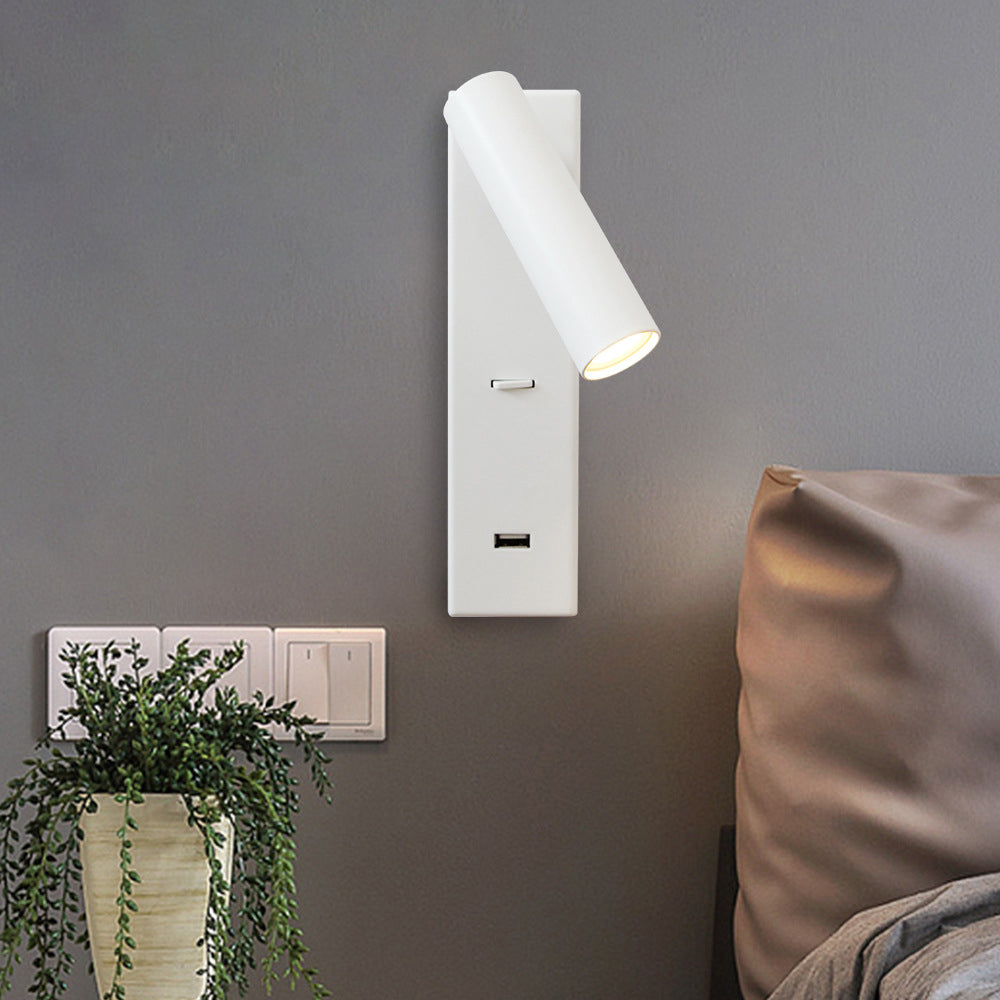 モダン ミッドセンチュリー ハーフシリンダー アイアン アルミニウム USB LED ウォール スコンスランプ 寝室用 