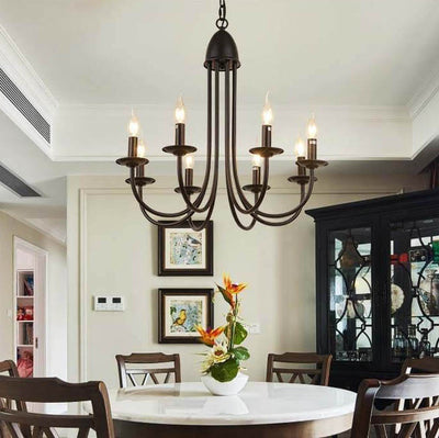 Modern Nordic Minimalist Wrought Iron Curved 6/8-Light Chandelier