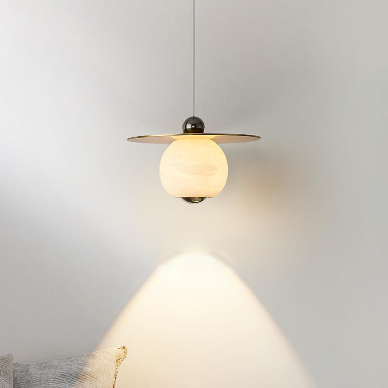 Suspension LED avec abat-jour sphérique en marbre d&