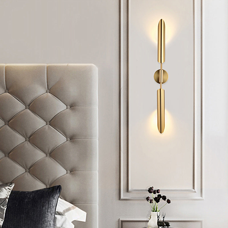 Applique murale contemporaine de luxe à double tige en fer 1/2 lumière pour salon 