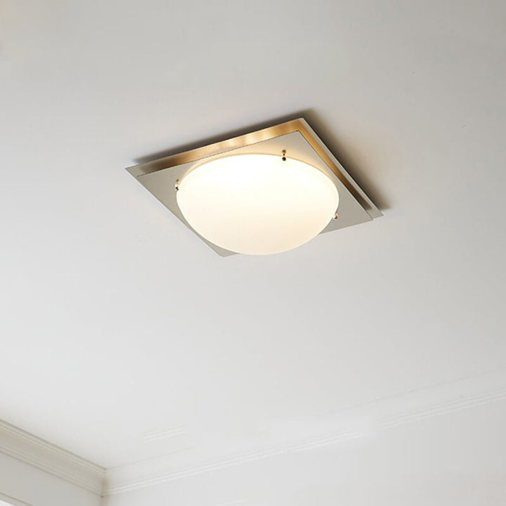 Französische Minimalistische Eisenkuppel Glas LED Deckenleuchte 