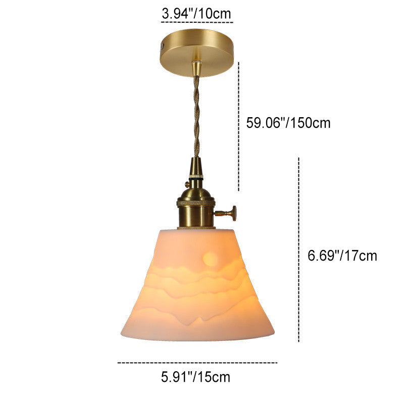 Moderne minimalistische runde Zylinder Messing Keramik 1-Licht Pendelleuchte für Wohnzimmer 