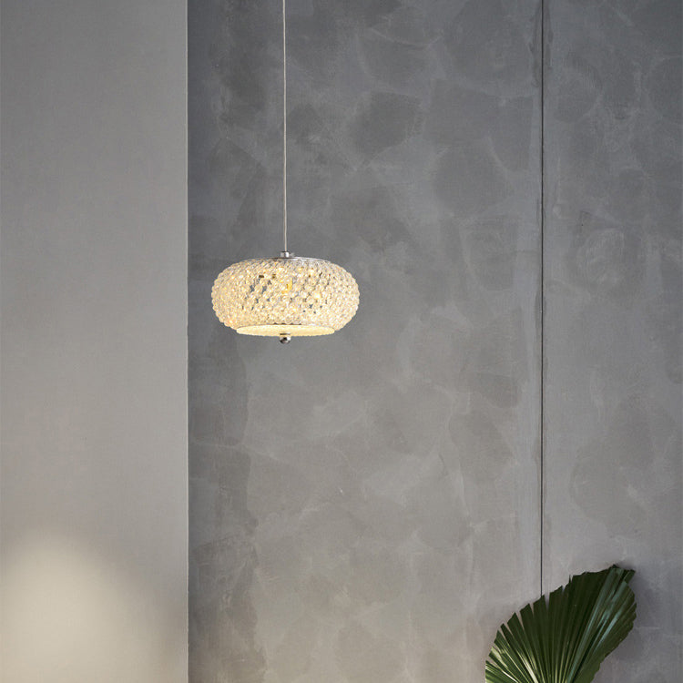 Moderne minimalistische ovale LED-Pendelleuchte aus Eisenkristall für Schlafzimmer 