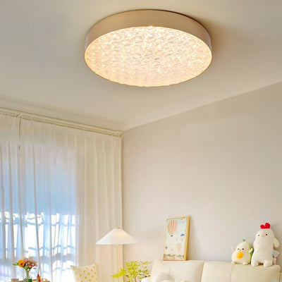 Modern Light Luxury Simple Wrought Iron Round LED Flush Mount Ceiling Light