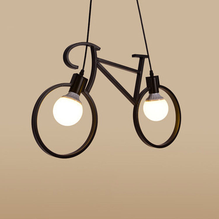 Contemporary Creative Bicycle Iron 2-Light Chandelier For Living Room