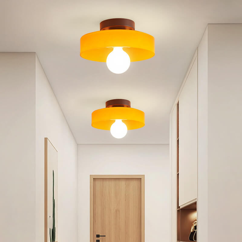 Skandinavische moderne runde Platte Eisen Glas 1-Licht Wandleuchte 