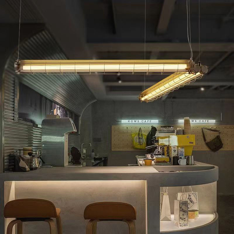 Zeitgenössischer Industrieller Langer Hardware Acryl 1/2 Licht Insel Licht Kronleuchter Für Esszimmer 